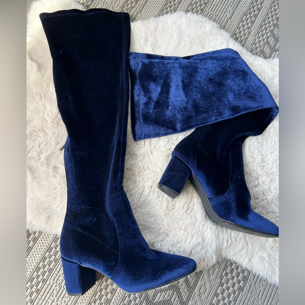 Coconuts by Matisse Scout Over-the-knee Blue Velvet Boot Size 9
